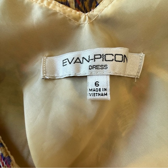 Evan Picone Midi Dress Size 6 Y2K Multicolor - Picture 8 of 10